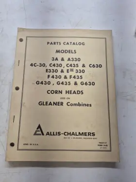 G6301 Allis-chalmers Corn Heads 3a A330 E330 4c30 C430 C630 Parts Catalog