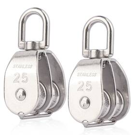 Aokoll S004l0040 M25 Double Pulley Snatch Block Lifting Crane Swivel Hook 304 Stainless Steel