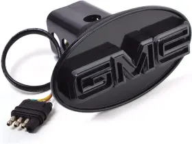 Autogem 606165346535 Gmc Hitch Cover Black -led Light Receiver Covers Compatible With