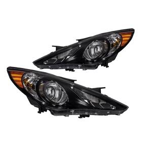 Autosity Lah438 Headlight Assembly 1 Pair Front Amber Chrome Dot