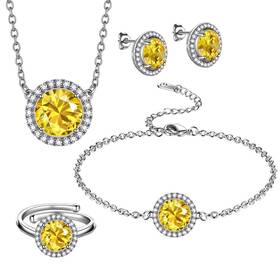 Beautlace Ks0019n-us November Birthstone Necklaces/stud Earrings/rings/bracelets Set Silver Plated