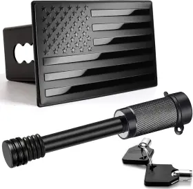 Hu-xi-91 Bonrcea American Flag Metal Trailer Hitch Cover For 2 Inch Receivers With Black