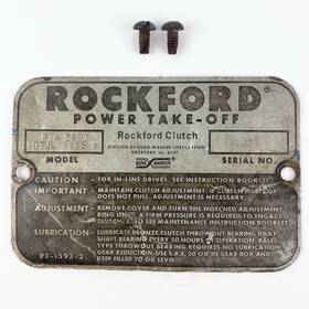 Brog Warner Pta5897 Rockford Pto Data Tag Inspection Plate Power Take Off Clutch