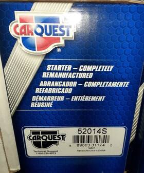 Carquest 52014s Starter Remanufactured Fittoyota Corolla/matrix 2013-16