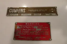 Jt-6-b Cummins Vtg Engine Tags