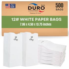 Duro 51032 12# White Paper Lunch Bags 500 Count Bulk Disposable Sos For