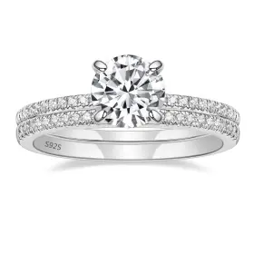 1.2ct Eamti 15051 925 Sterling Silver Bridal Ring Sets Round Cz Engagement Promise
