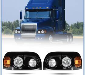 Easyinst 645461727815 Headlights Freightliner Century 2004-2015 Pair Set Head Black- Halogen