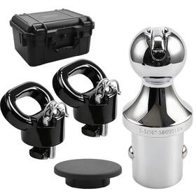 Electronlumen 60618 Puck System Gooseneck Hitch Ball Kit With Safety Chain Hooks Compatible Wi