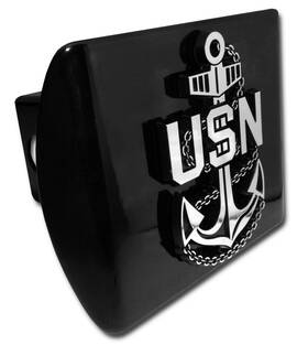 Elektroplate 099461509054 United State Navy Anchor Emblem On Black Metal Hitch 2 Inch And Silver