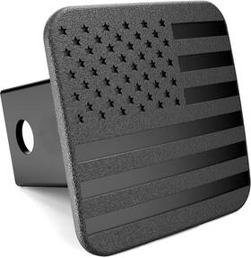 Everhitch 645239761430 2 Inch American Black Flag Trailer Hitch Cover Plug For