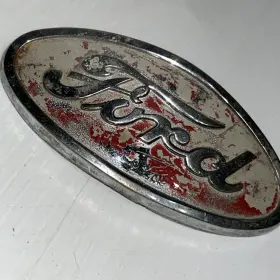 8n-16600 Ford Tractor Emblem Vintage Red Chrome Original/u4c