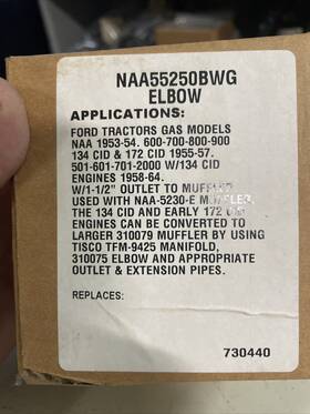 Ford Naa55250bwg 600 900 Tractor Exhaust Elbow New Replacement Part