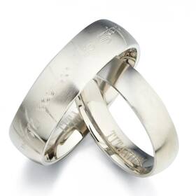 Gemini 189-gm20091 Personalized Silver Matt His And Her Matte Matching Titanium Wedding Rings Se