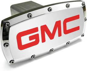 Gmc 8134325 Red Engraved Billet Aluminum Tow Hitch Cover Silver
