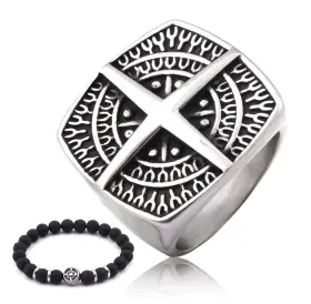 Gungneer 014443622600 Stainless Steel Compass Ring Life Guide Accessory For Mens And Women