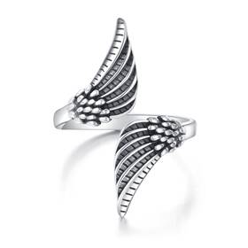 Jerwli Wmj145120 Angel Wings Ring 925 Sterling Silver Wing Wrap Adjustable Rings Feather Angel