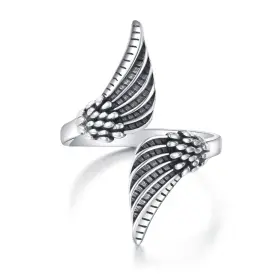 Wmj145120 Jerwli Angel Wings Ring 925 Sterling Silver Wing Wrap Adjustable Rings Feather