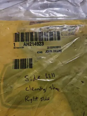 Ah214923 John Deere Sidehill Cleaning Shoe Deflector Right Side Oem Nos