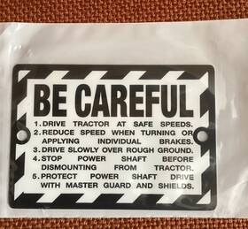 John Deere Jds312 Inch Be Careful Plate