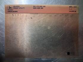 John Deere Mpc-1835 365 375 380 380a 390 Front Blade Microfiche Card Lot 1