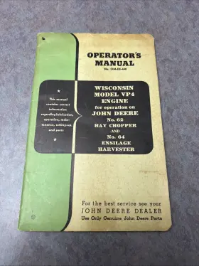 Om-e3-448 John Deere Wisconsin Model Vp4 Engine Operators Manual No.62 Hay Chopper Om-e3-448 John Deere Wisconsin Model Vp4 Engine Operators Manual No.62 Hay Chopper