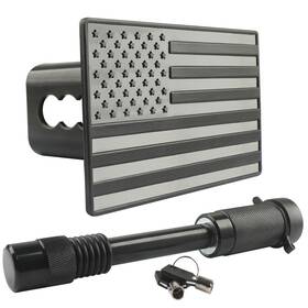 Leerly Tcgg01 American Flag Trailer Hitch Cover For 2 With 3-1/2 Pin Lock Black