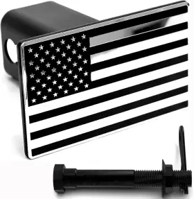 Ever4544ez Lfparts Usa Flag Black And Chrome Metal Hitch Cover Fits 2 Inch Receivers