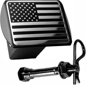 Hbl-24029 Lfparts Usa Us American Flag Black Chrome Trailer Metal Hitch Cover And Hbl-24029 Lfparts Usa Us American Flag Black Chrome Trailer Metal Hitch Cover And