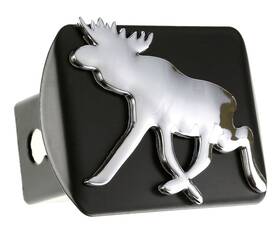 Lfparts Hbl24015 Hitchcover Moose 3d Chrome Emblem On Black Trailer Metal Fits 2 Inch