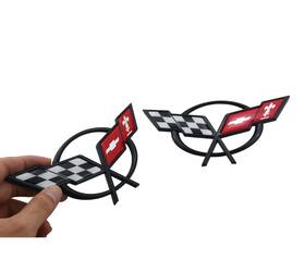 Lhbaoluo Ghadedsd-1d Front Nose And Rear Deck Lid Crossed Flags Emblems Car Badge Nameplate 3d Logo