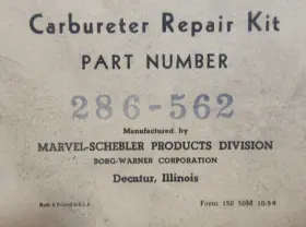 286-562 Marvel Schebeler Carburetor Gasket Kit Fits Ford 8n 9n