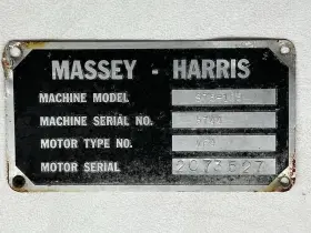 975-105 Massey Harris Massey-harris Serial Number Identification Plate Tag 5-1/4 Inch X 2-3/4 1/16