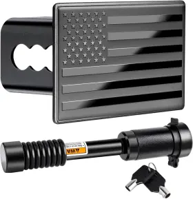 40974 Metoware Trailer Hitch Covers Heavy American Flag Metal Cover Black