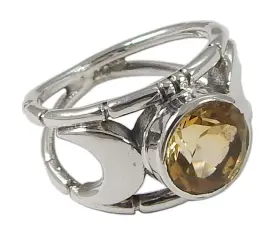 Mhw0294-citrine Myhealingworld Natural Citrine Round Faceted Gemstone Ring Handmade 925 Sterling Silver Moon