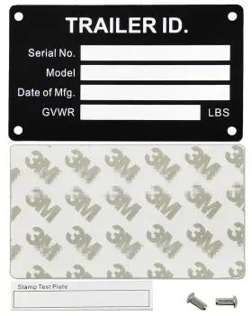 Trailer001 Overed Trailer Vin Id Plate Data Tag Blank Model Identification Serial Number M