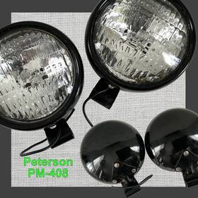 Peterson Manufacturing Pm-408 Vtg Set 6v Tractor Utility Light Black Enamel Pair