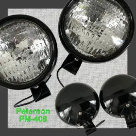 Pm-408 Peterson Manufacturing Vtg Set 6v Tractor Utility Light Black Enamel Pair Pm-408 Peterson Manufacturing Vtg Set 6v Tractor Utility Light Black Enamel Pair