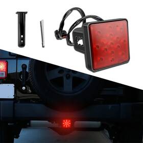 Piburth 711544776222 Trailer Hitch Receiver Cover With 15 Led Red Brake Lights Universal Fit 2 Inch R
