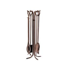 Plow & Hearth 36163-brz And 5 Piece Hand Forged Iron Fireplace Tool Set 27.5 Inch B... Fast Ship