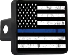 Vv-299 Rogue River Tactical Tattered Thin Blue Line Flag Trailer Hitch Cover