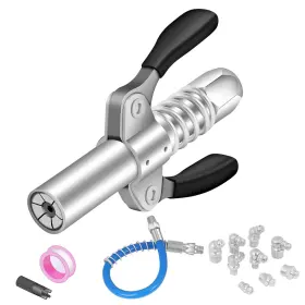 Showmemy 772728014903 Grease Gun Coupler With 12 Inch Hose And 9 Nipple Nozzles Zerk