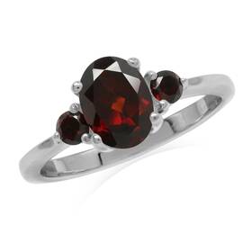 Silvershake Rn0020929-8-silvershake 1.6ct. Natural Garnet White Gold Plated 925 Sterling Silver Engag