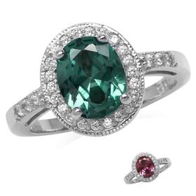 Silvershake Rn0096483-9-silvershake 10x8mm Oval Shape Simulated Color Change Alexandrite 925 Sterling Silver Halo