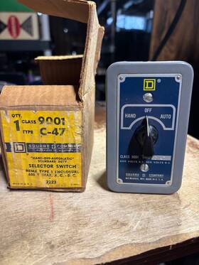 Square D 2223 Vintage Selector Control Switch Class 9001 Type C-47 Unused