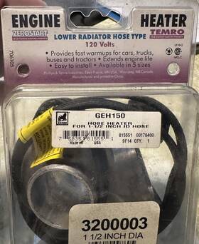 Tisco 758351815551 Zerostart Temro Hose Heater 3200003 1 1/2 Inch Dia Geh-150 00178400 New