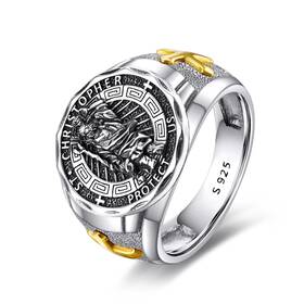 Yfn Yfnj93415-9 Saint Christopher Ring Sterling Silver Religious Protector St Christ