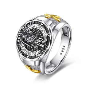 Yfnj93415-9 Yfn Saint Christopher Ring Sterling Silver Religious Protector St Christ Yfnj93415-9 Yfn Saint Christopher Ring Sterling Silver Religious Protector St Christ