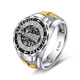 Yfn Yfnj93423 Saint Benedict Ring Sterling Silver Religious Protector St