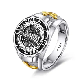 Yfnj93423 Yfn Saint Benedict Ring Sterling Silver Religious Protector St